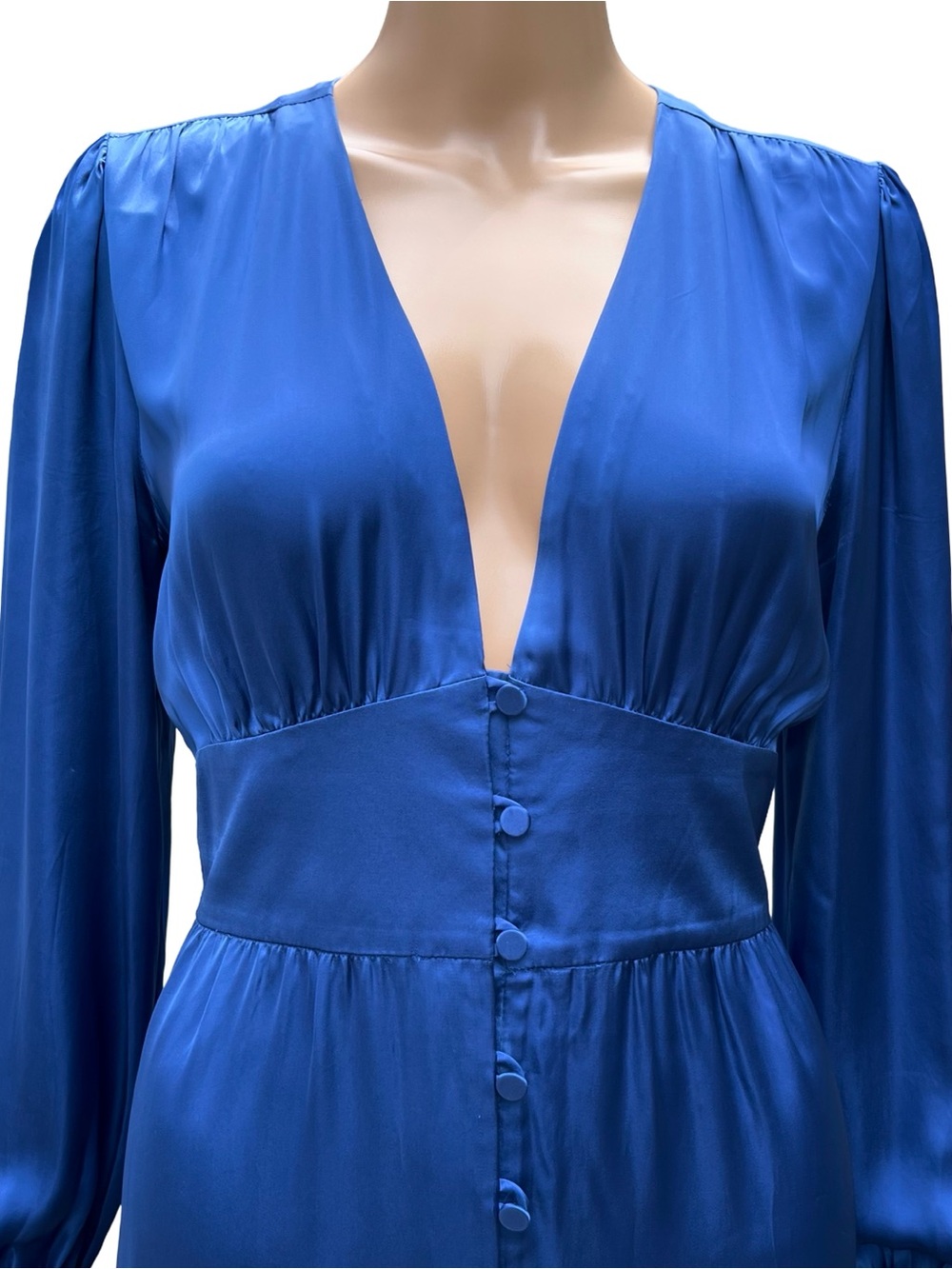 Wilfred Cobalt Blue Cupro Empire Waist Midi Dress M